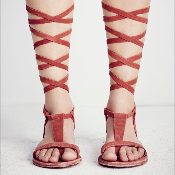 Free People dahlia rust leather lace up gladiator - Picture 4 of 6